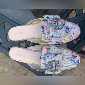 Aldo Pink Floral Loafers Shoes